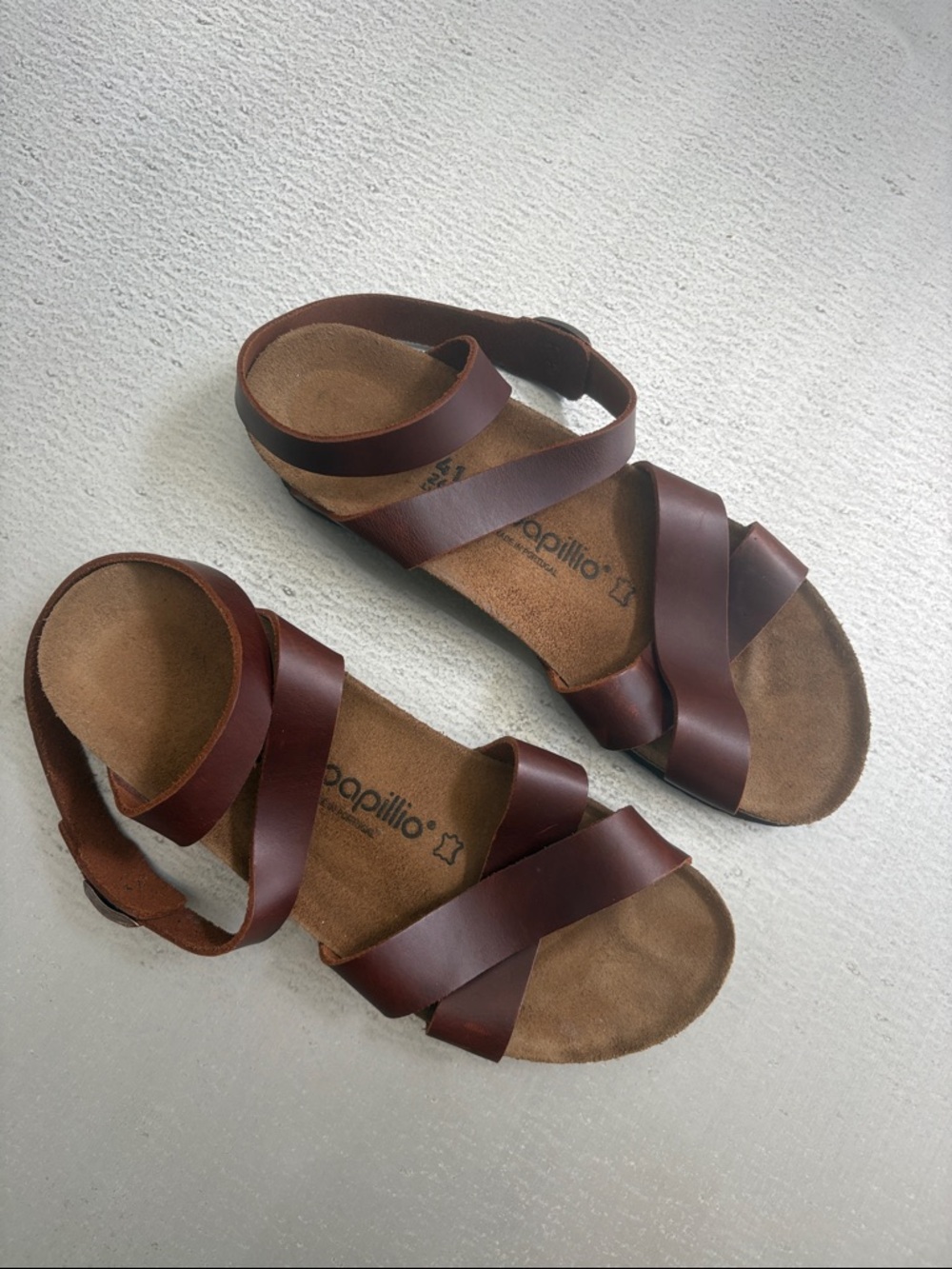 Papillio Chocolate Brown Multi-Strap Leather Sandals